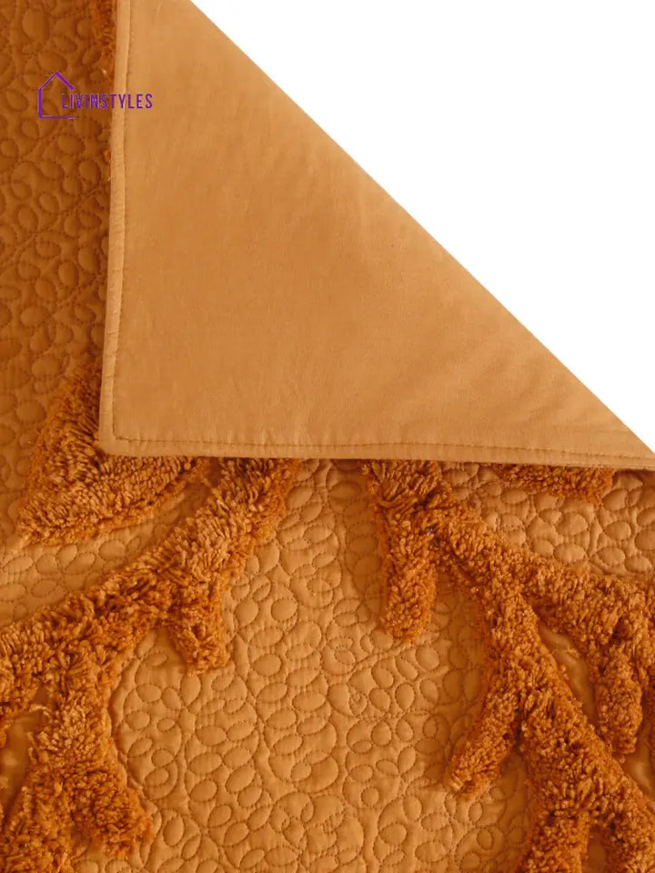 Eyda Orange Colored Cotton Tufted Table Runner