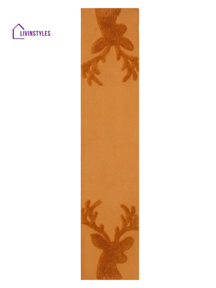 Eyda Orange Colored Cotton Tufted Table Runner