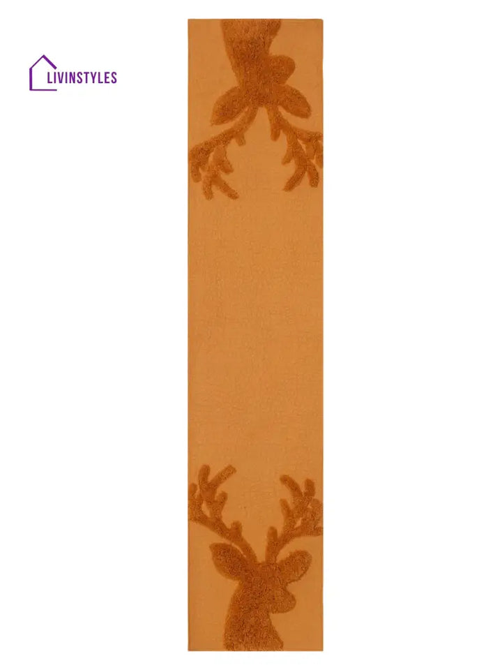 Eyda Orange Colored Cotton Tufted Table Runner