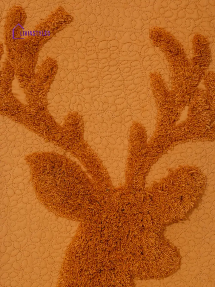 Eyda Orange Colored Cotton Tufted Table Runner