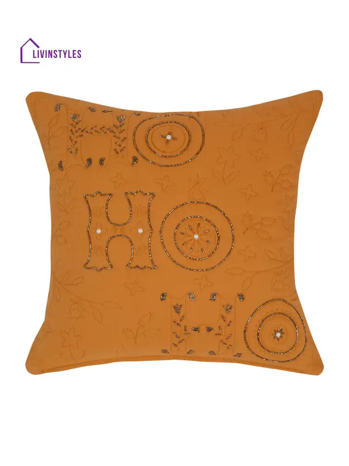 Eyda Orange Cotton Quilted Cushion Cover Set Of 2