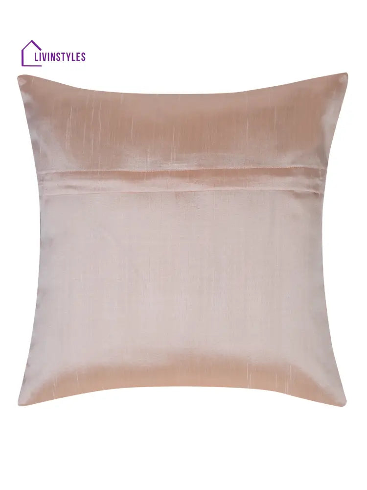 Eyda Peach Color Quilted Cushion Covers Set Of 2 - 16X16 Inch