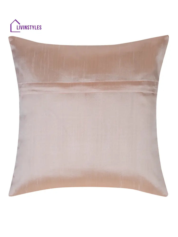 Eyda Peach Color Quilted Cushion Covers Set Of 2 - 16X16 Inch