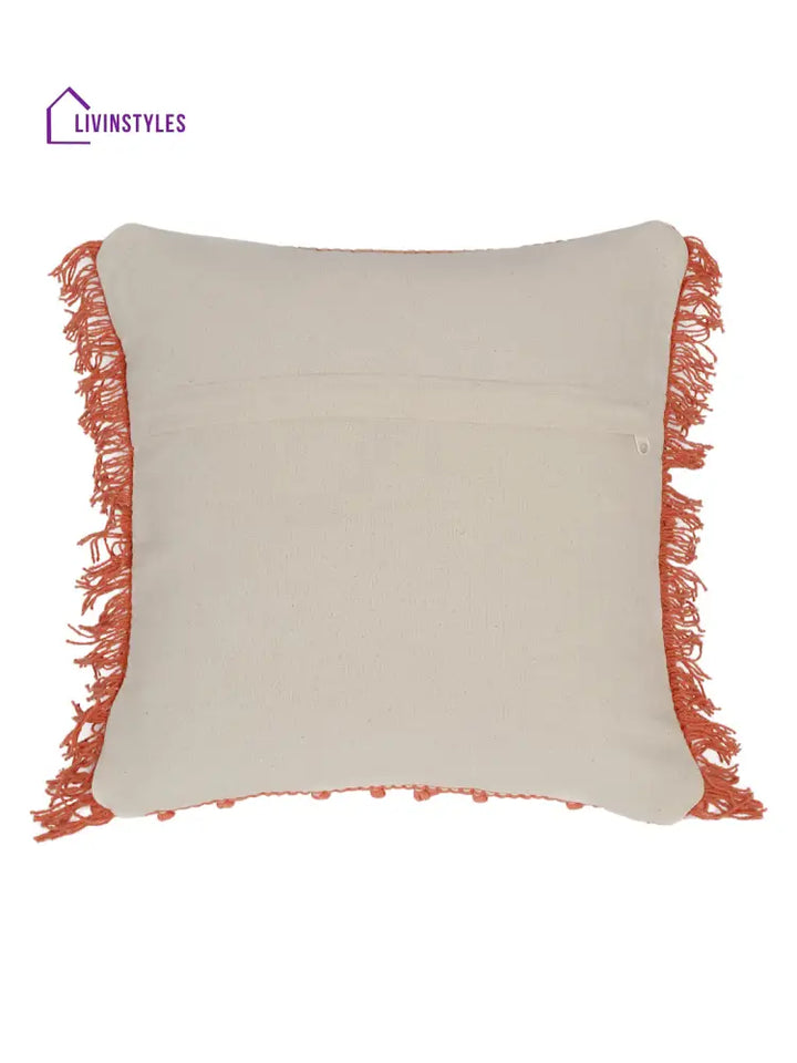Eyda Peach Cotton Hand Woven Cushion Cover Set Of 2