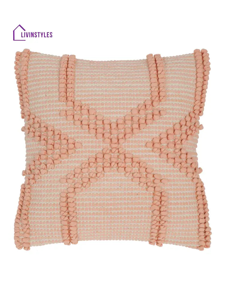 Eyda Peach Cotton Hand Woven Cushion Cover Set Of 2