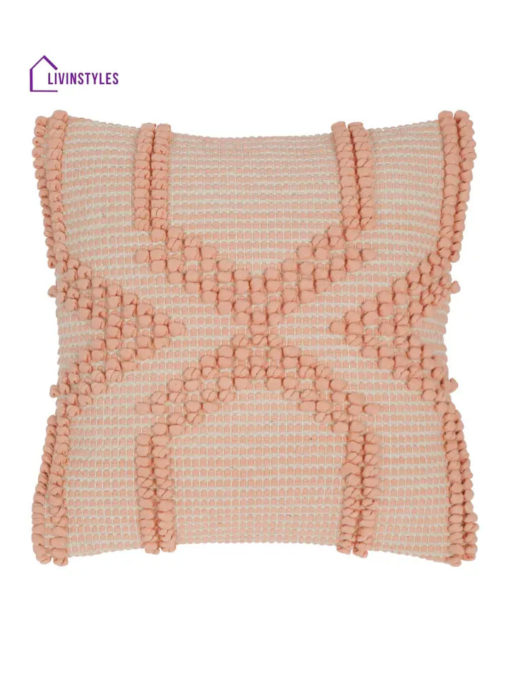 Eyda Peach Cotton Hand Woven Cushion Cover Set Of 2