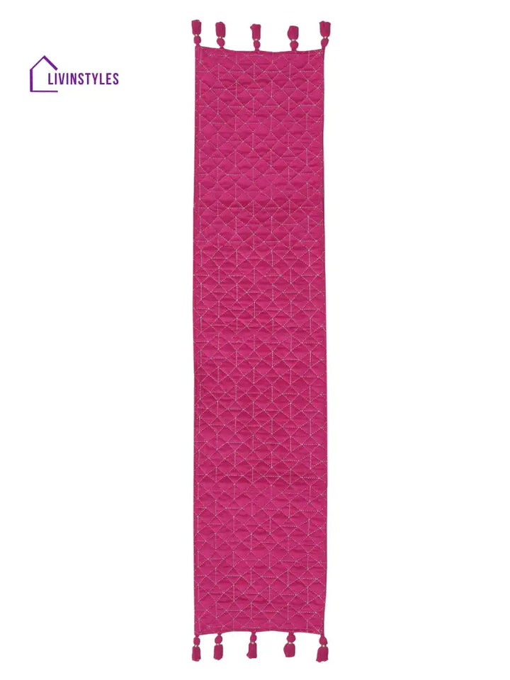 Eyda Pink Color Quilted Table Runner