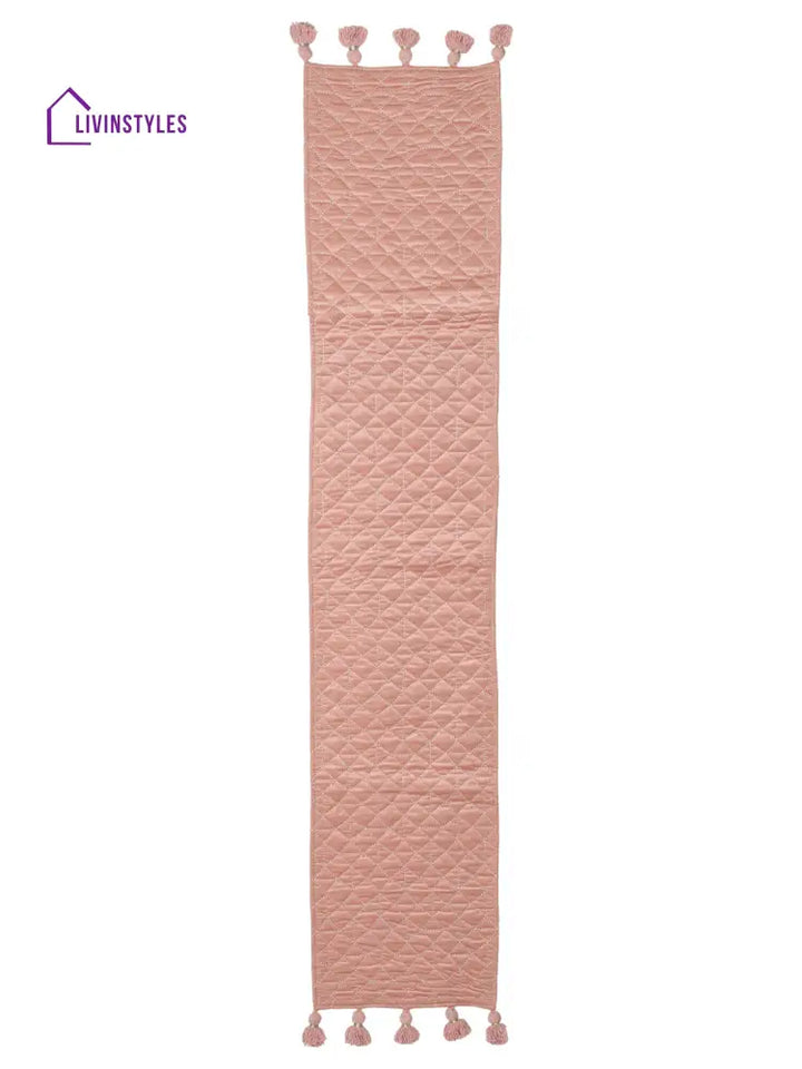 Eyda Pink Color Quilted Table Runner