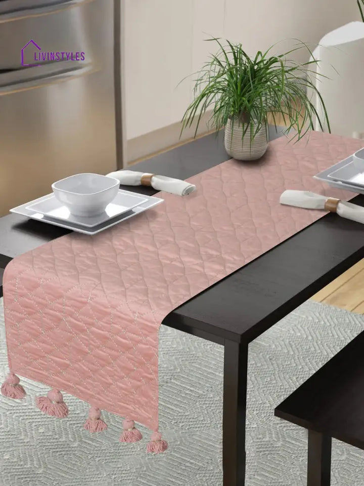 Eyda Pink Color Quilted Table Runner