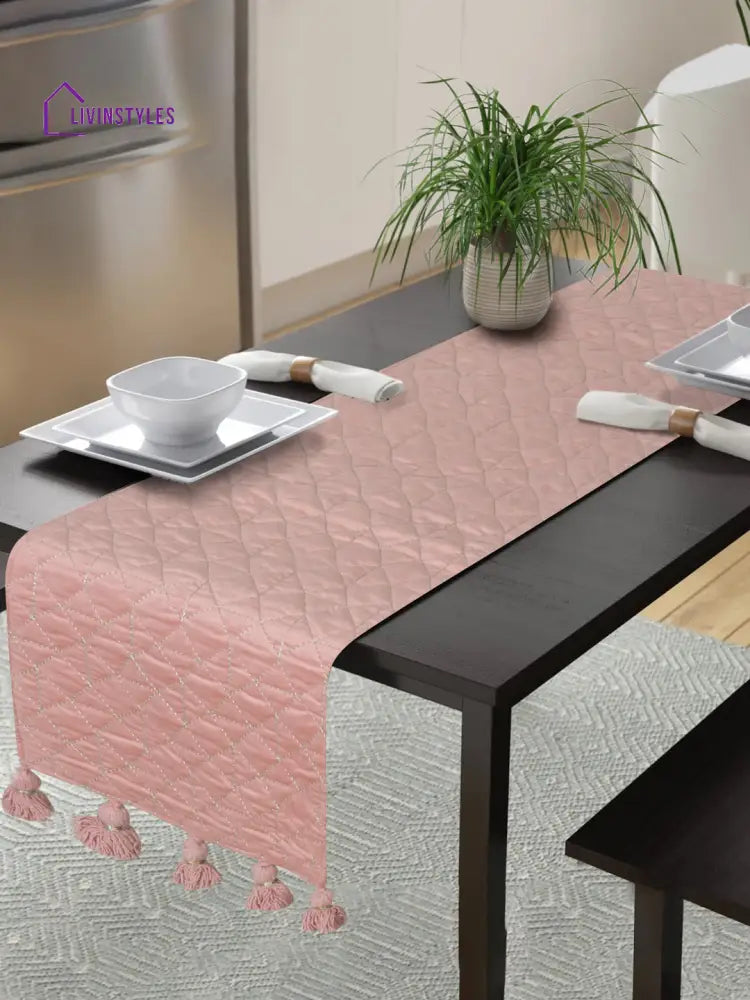 Eyda Pink Color Quilted Table Runner