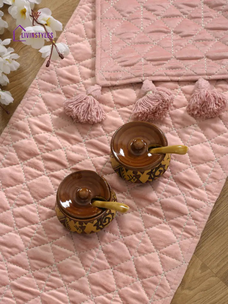 Eyda Pink Color Quilted Table Runner