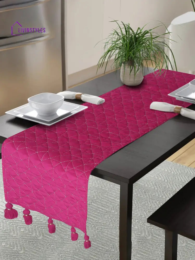 Eyda Pink Color Quilted Table Runner