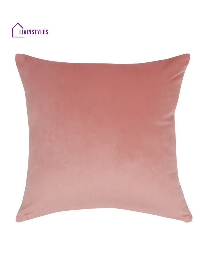 Eyda Pink Velvet Embroidered Cushion Cover Set Of 2