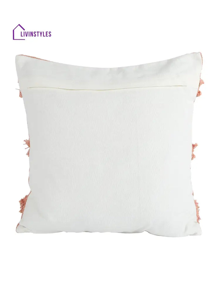 Eyda Premium Cotton Designer Peach Color Cushion Cover Set Of 2-18X18 Inch