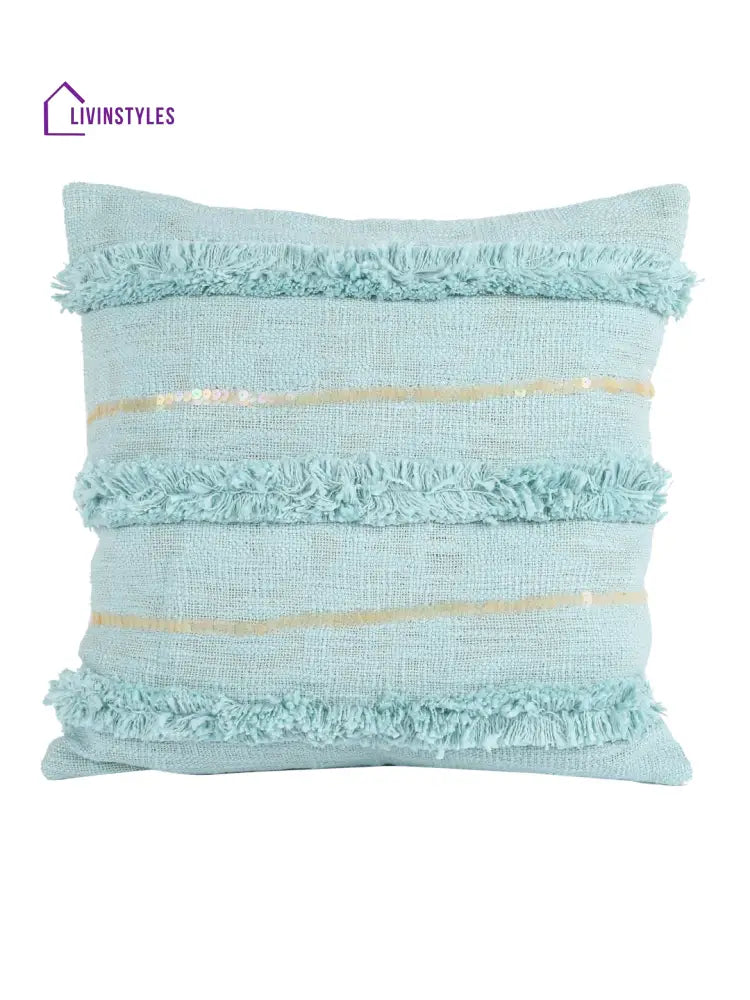 Eyda Premium Cotton Designer Turquoise Cushion Cover Set Of 2-18X18 Inch