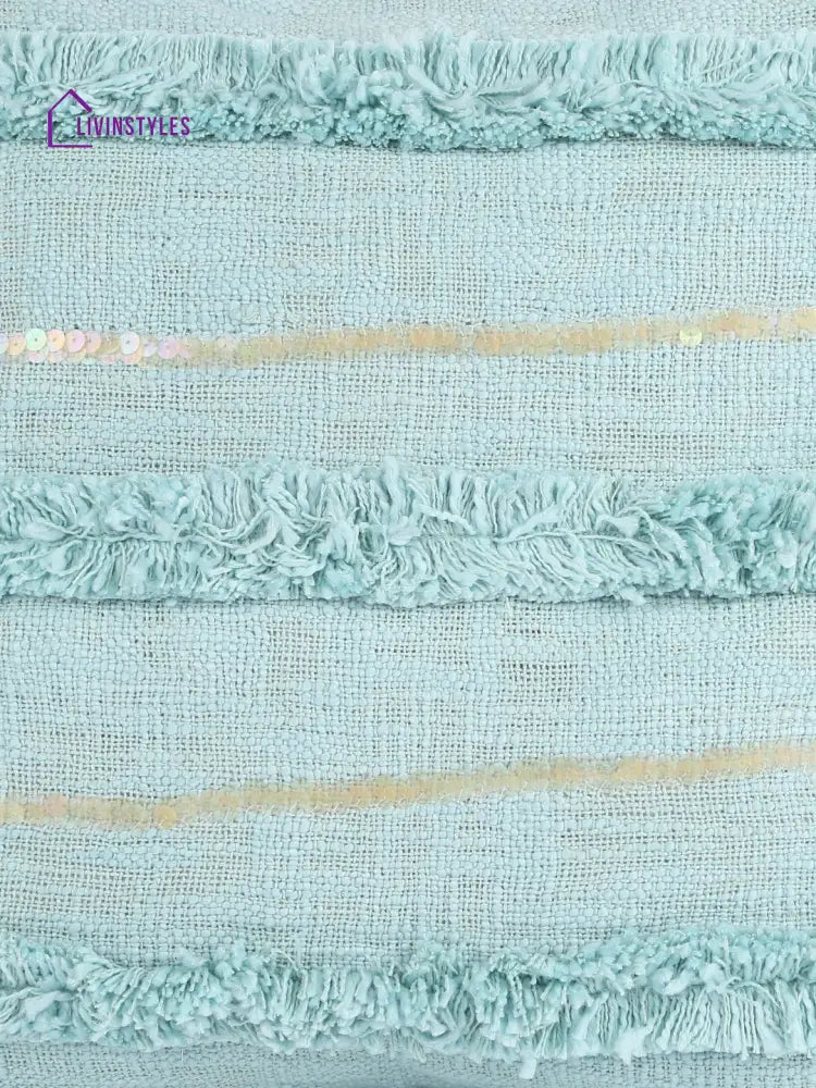Eyda Premium Cotton Designer Turquoise Cushion Cover Set Of 2-18X18 Inch