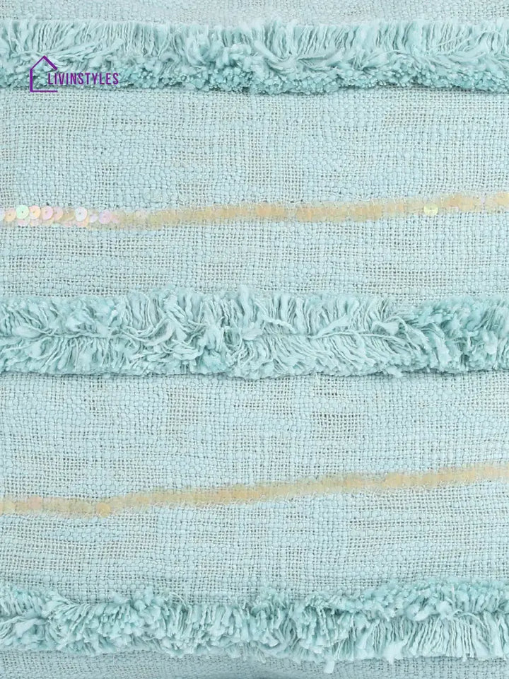 Eyda Premium Cotton Designer Turquoise Cushion Cover Set Of 2-18X18 Inch