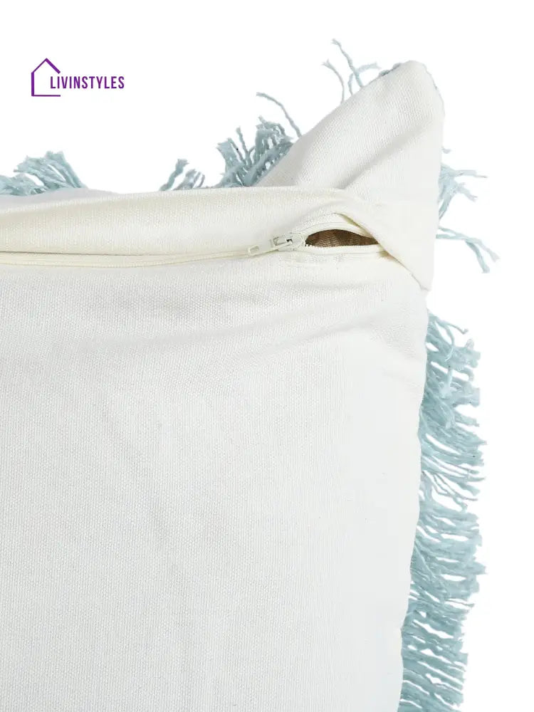 Eyda Premium Cotton Designer Turquoise Cushion Cover Set Of 2-18X18 Inch