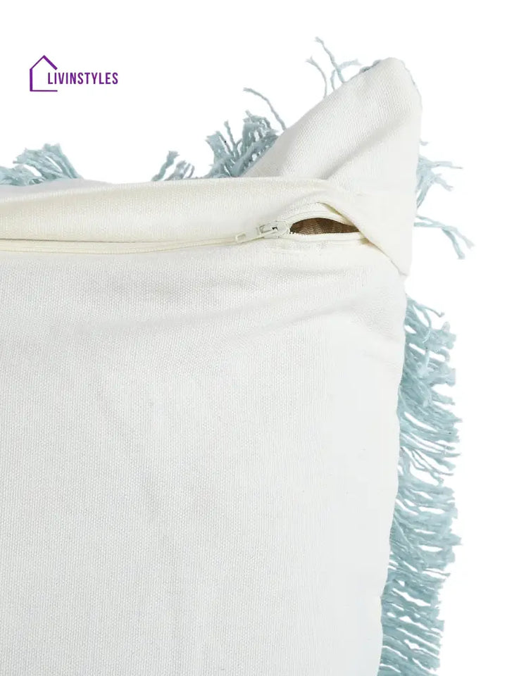 Eyda Premium Cotton Designer Turquoise Cushion Cover Set Of 2-18X18 Inch
