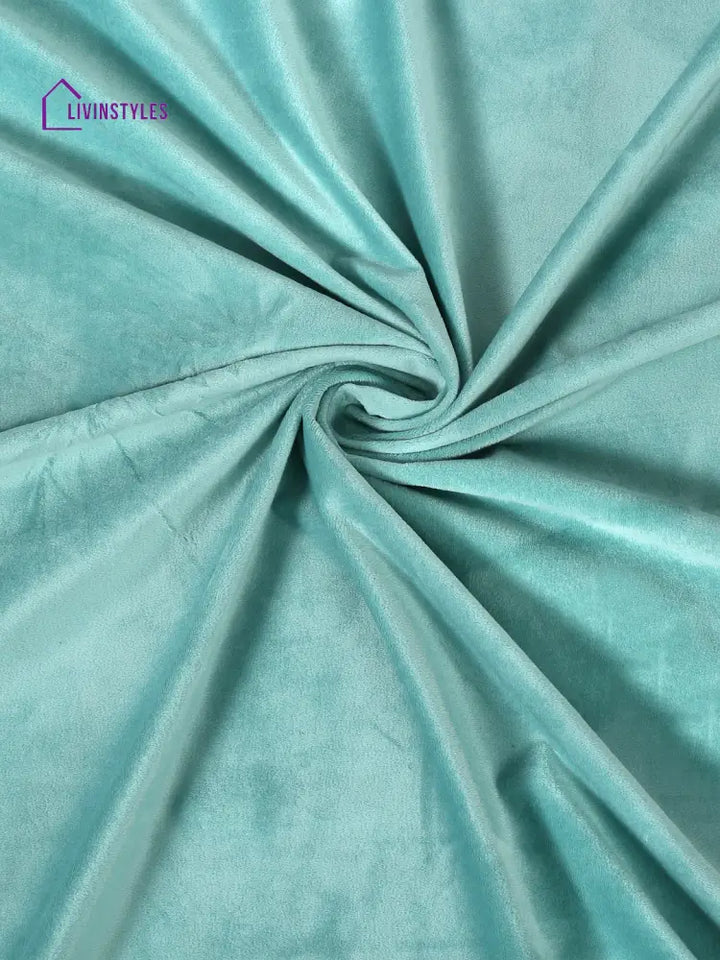 Eyda Premium Velvet Aqua Color Eyelet Window Door Curtain- 1 Pc