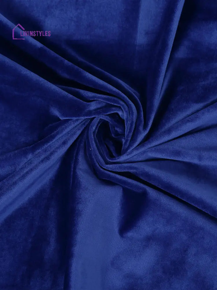 Eyda Premium Velvet Blue Color Eyelet Window Door Curtain- 1 Pc