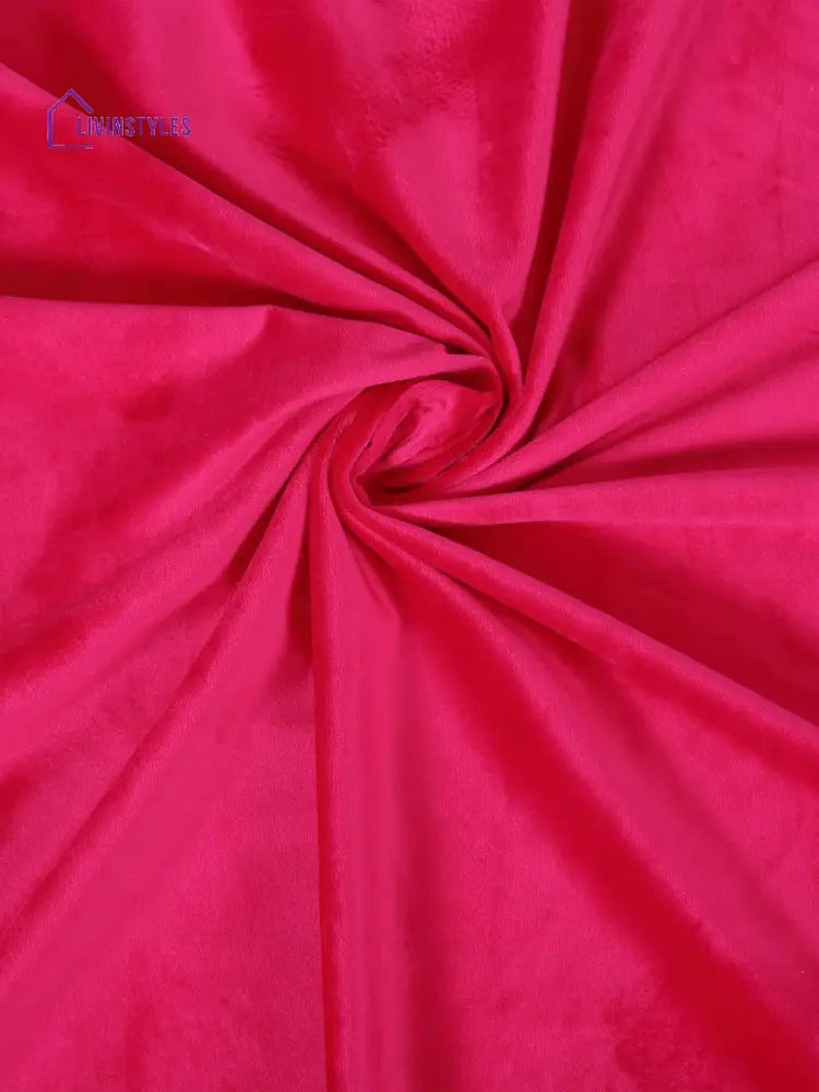 Eyda Premium Velvet Fuschia Color Eyelet Window Door Curtain- 1 Pc