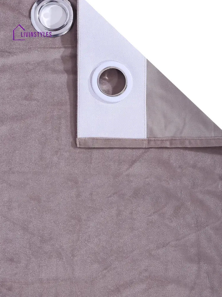 Eyda Premium Velvet Grey Color Eyelet Long Door Curtain- 1 Pc