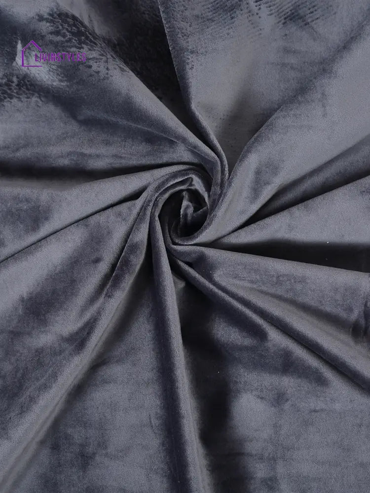 Eyda Premium Velvet Grey Color Eyelet Window Door Curtain- 1 Pc