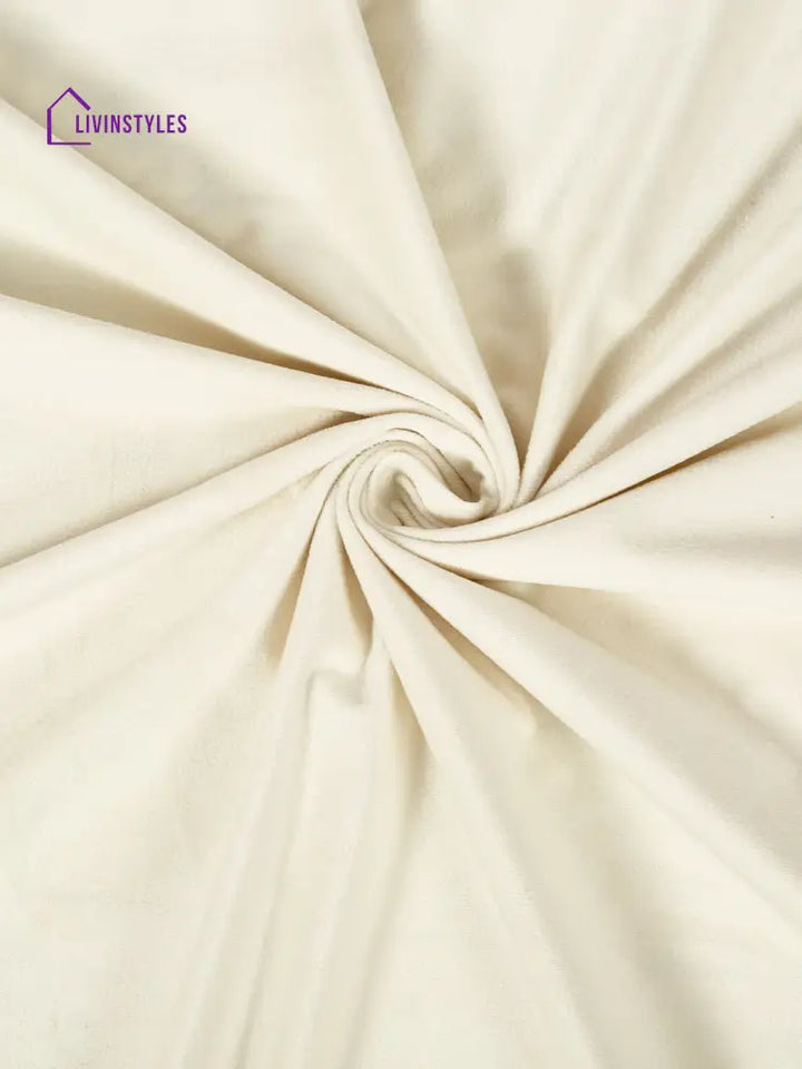 Eyda Premium Velvet Ivory Color Eyelet Door Curtain- 1 Pc