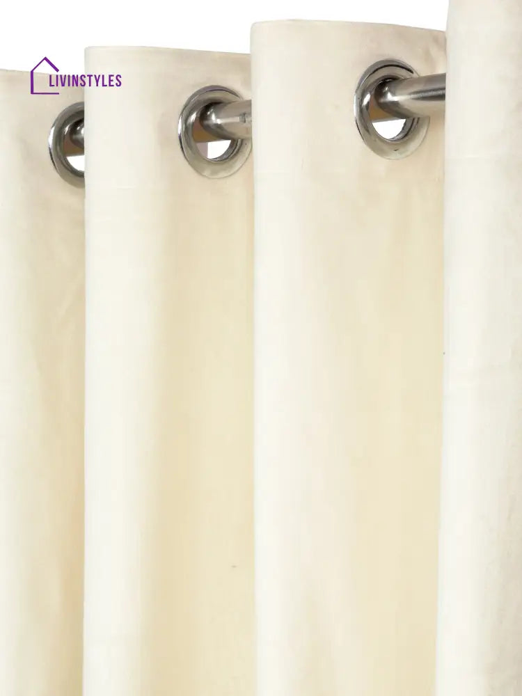 Eyda Premium Velvet Ivory Color Eyelet Door Curtain- 1 Pc