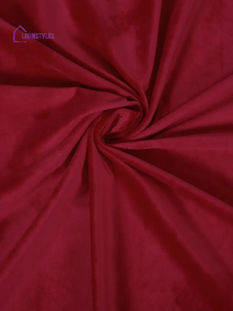 Eyda Premium Velvet Maroon Color Eyelet Long Door Curtain- 1 Pc