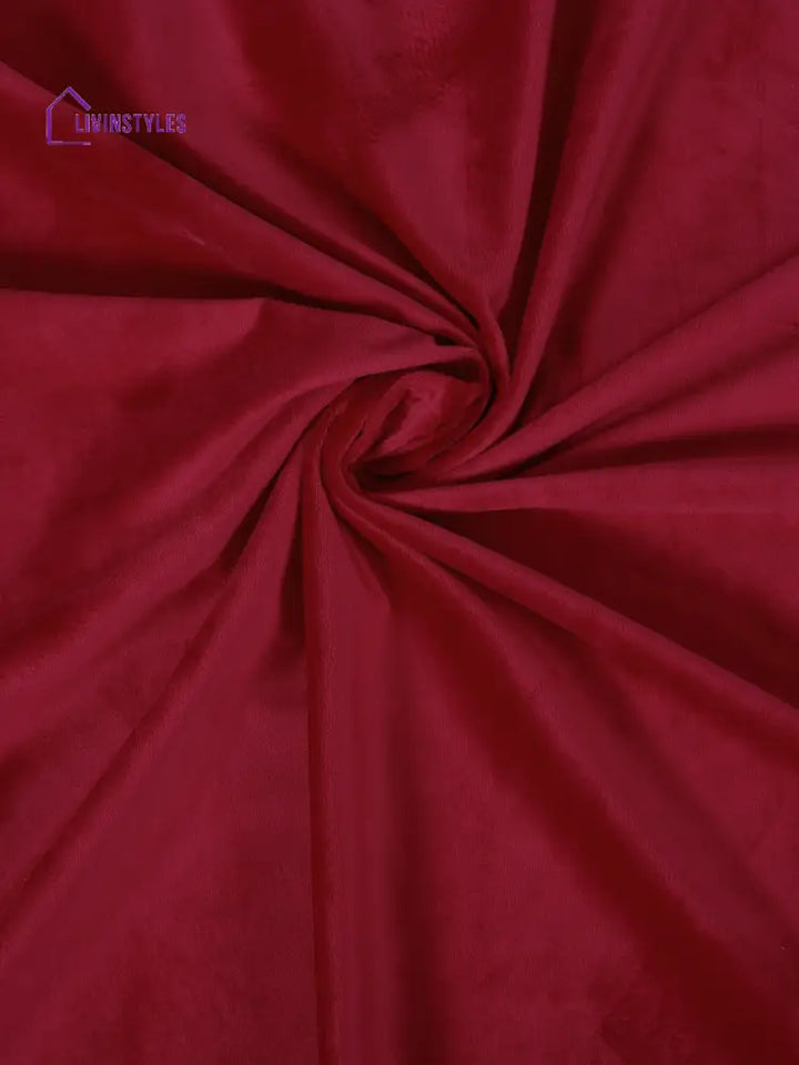 Eyda Premium Velvet Maroon Color Eyelet Long Door Curtain- 1 Pc