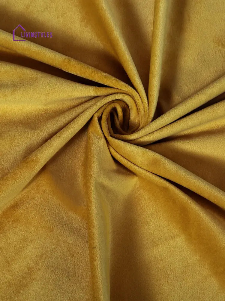 Eyda Premium Velvet Mustard Color Eyelet Window Door Curtain- 1 Pc