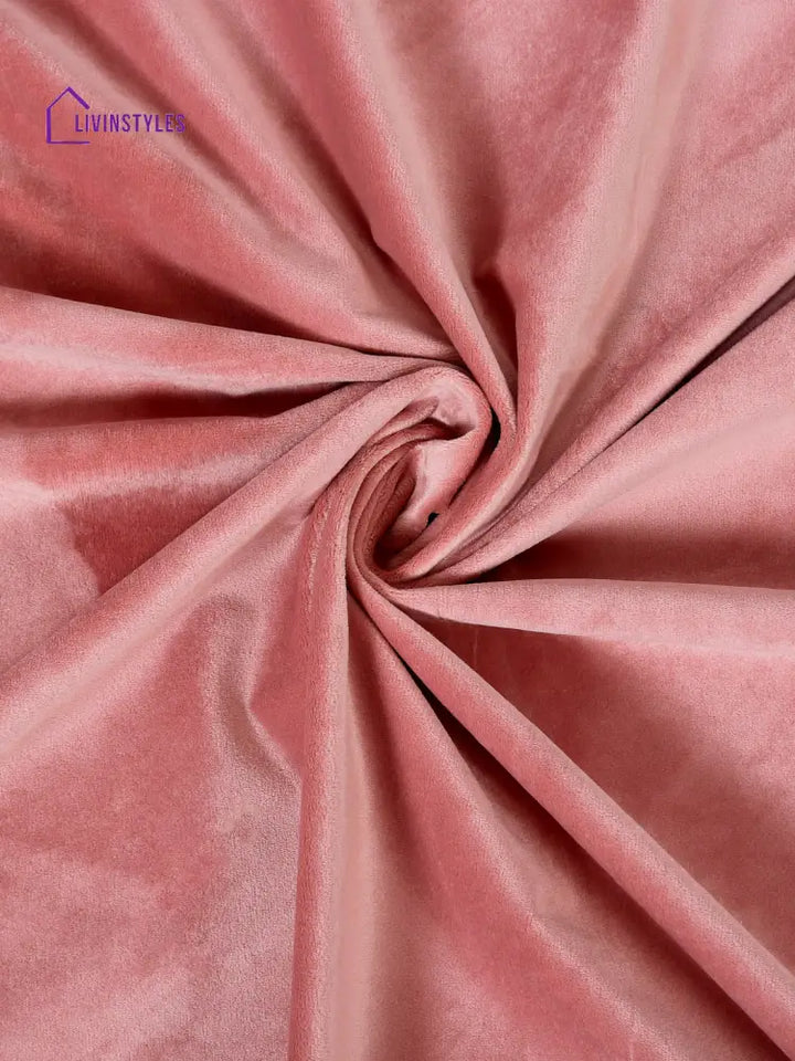 Eyda Premium Velvet Peach Color Eyelet Window Door Curtain- 1 Pc