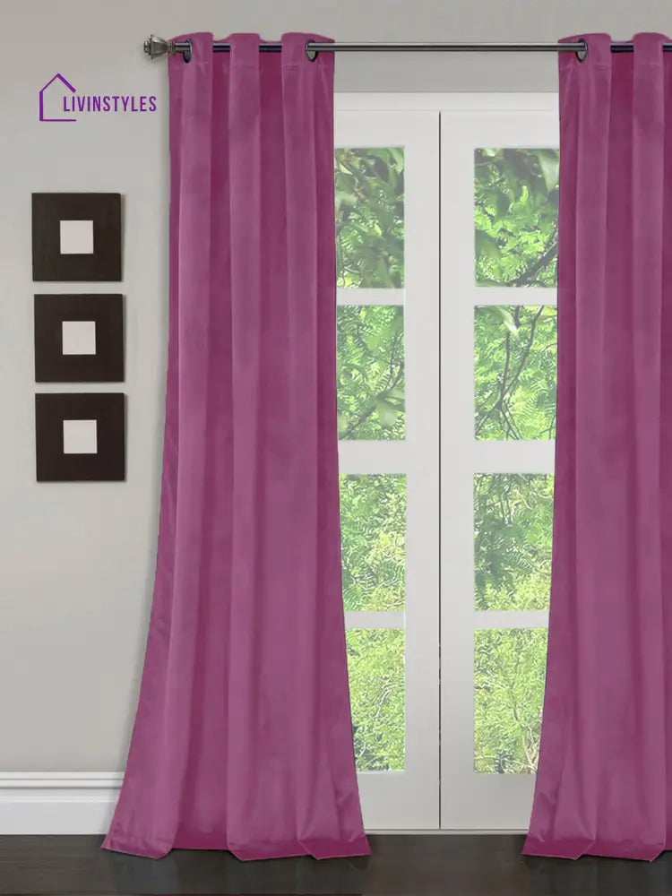 Eyda Premium Velvet Purple Color Eyelet Door Curtain- 1 Pc