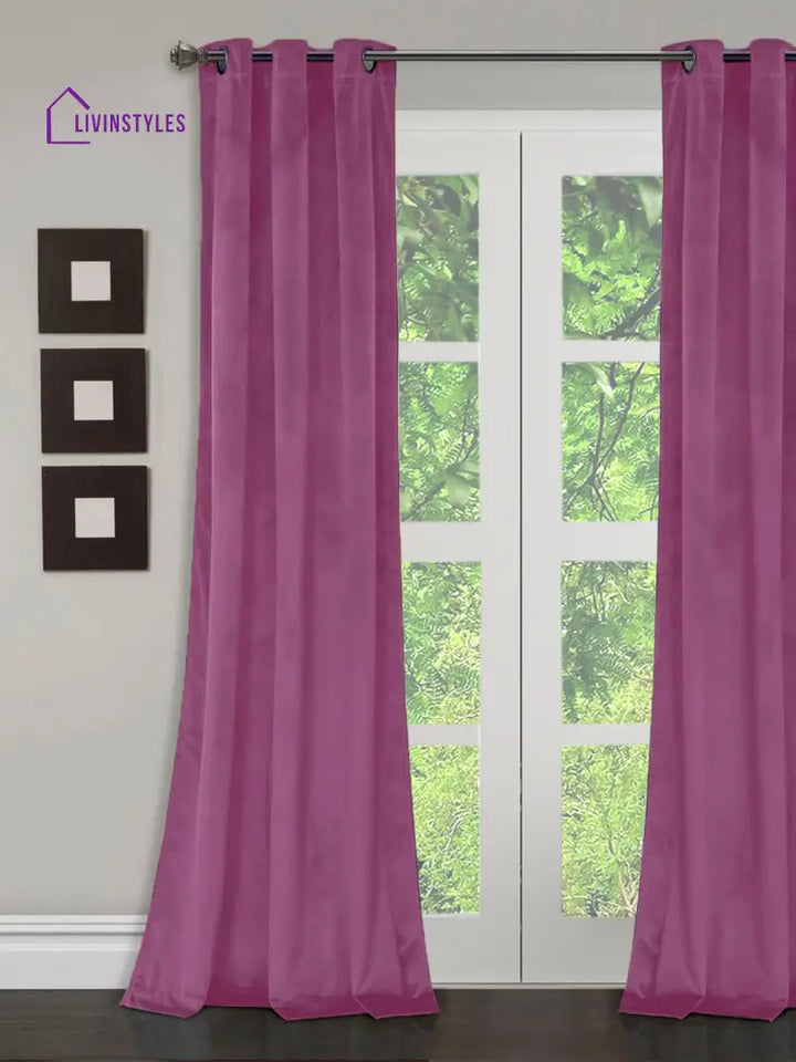 Eyda Premium Velvet Purple Color Eyelet Long Door Curtain- 1 Pc