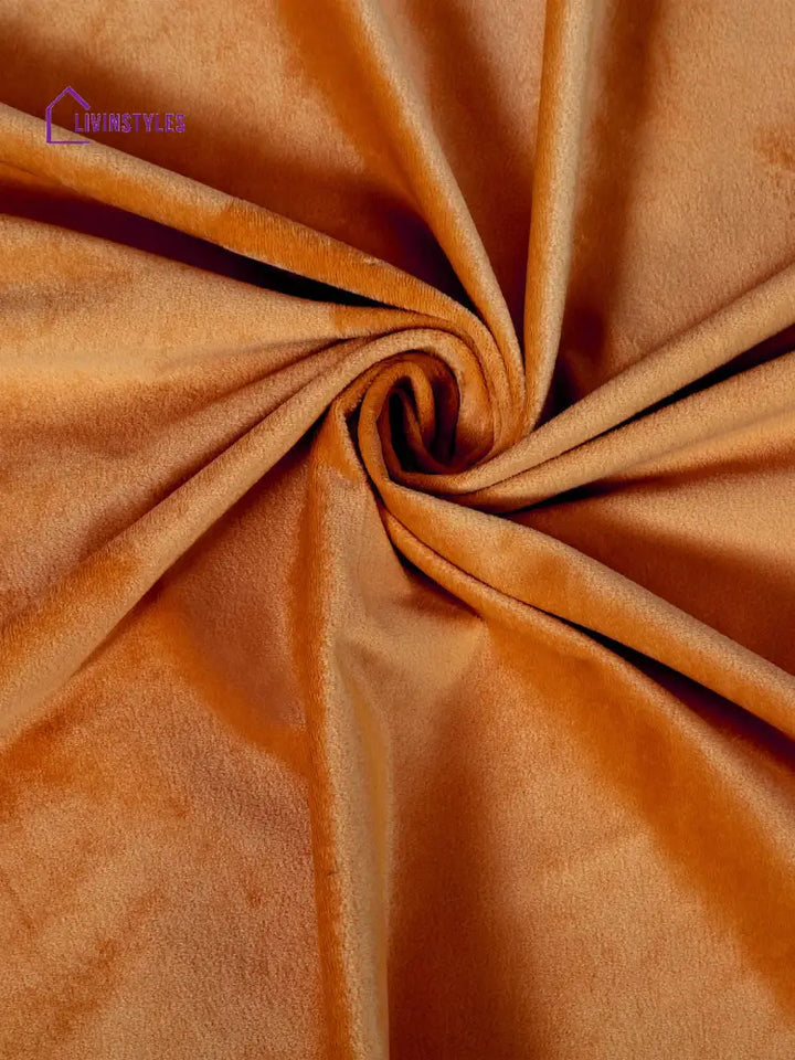 Eyda Premium Velvet Rust Color Eyelet Window Door Curtain- 1 Pc