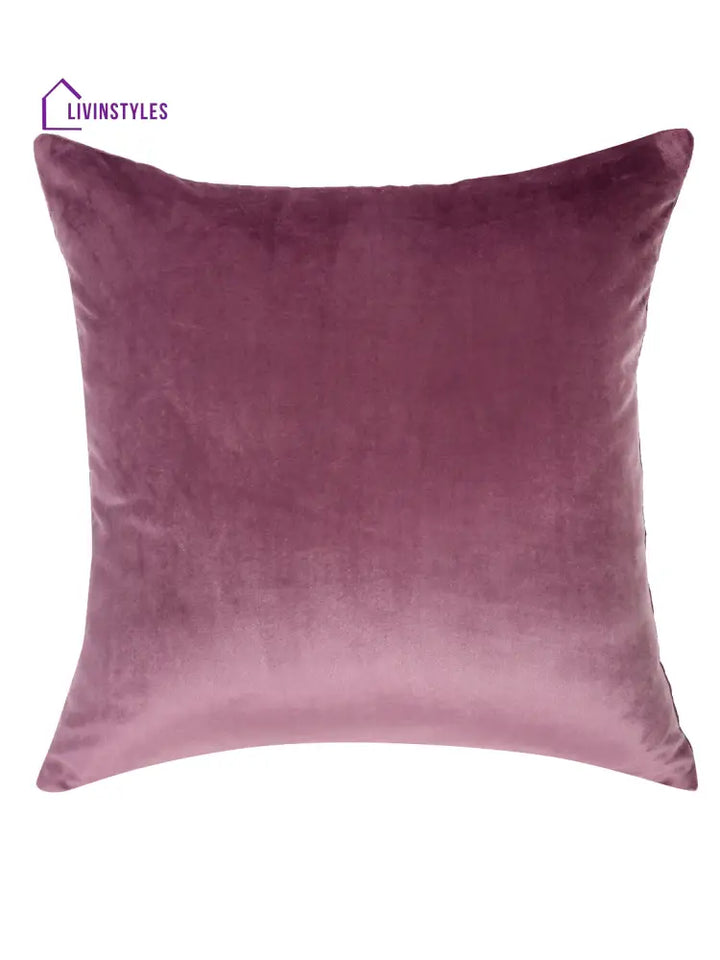 Eyda Purple Color Embroidered Velvet Cushion Covers Set Of 2 - 18X18 Inch