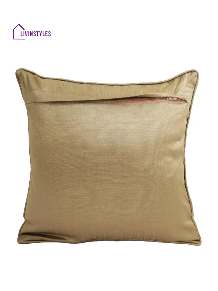 Eyda Red And Gold Embellished Set Of 2 Cushion Cover-18X18 Inch