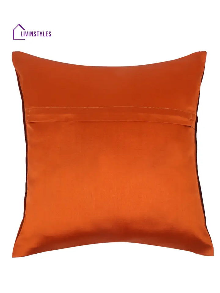 Eyda Red Color Embroidered Cushion Cover Set Of 2-16X16 Inch