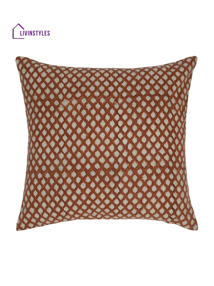 Eyda Rust Cotton Hand Block Cushion Cover Set Of 2