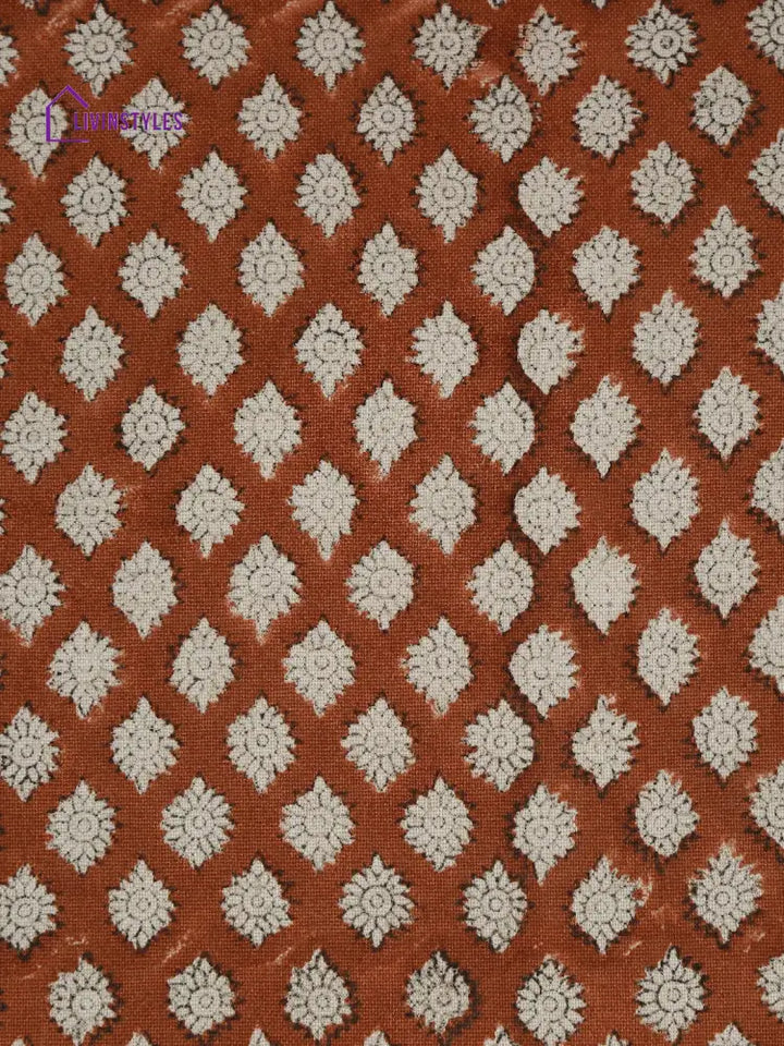 Eyda Rust Cotton Hand Block Cushion Cover Set Of 2