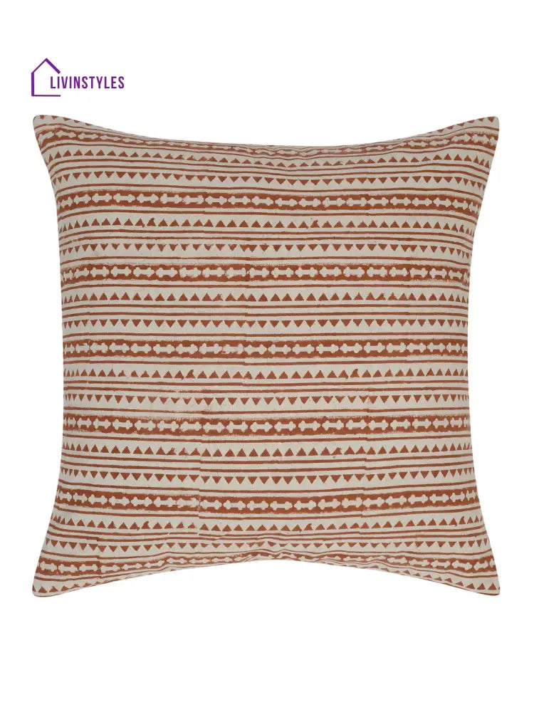 Eyda Rust Cotton Hand Block Cushion Cover Set Of 2