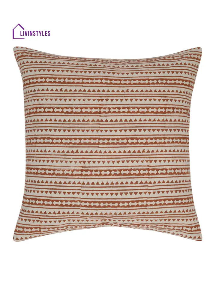 Eyda Rust Cotton Hand Block Cushion Cover Set Of 2