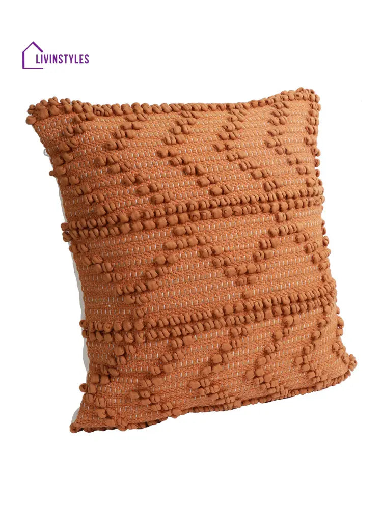 Eyda Rust Hand Woven Cotton Set Of 2 Cushion Cover-18X18 Inch
