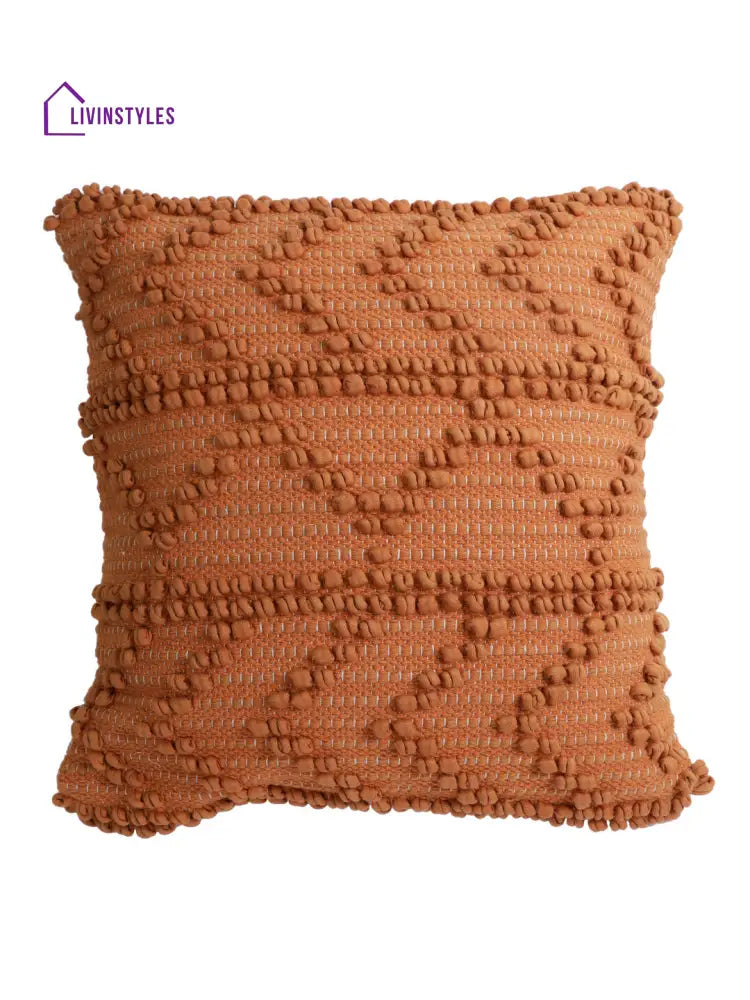 Eyda Rust Hand Woven Cotton Set Of 2 Cushion Cover-18X18 Inch