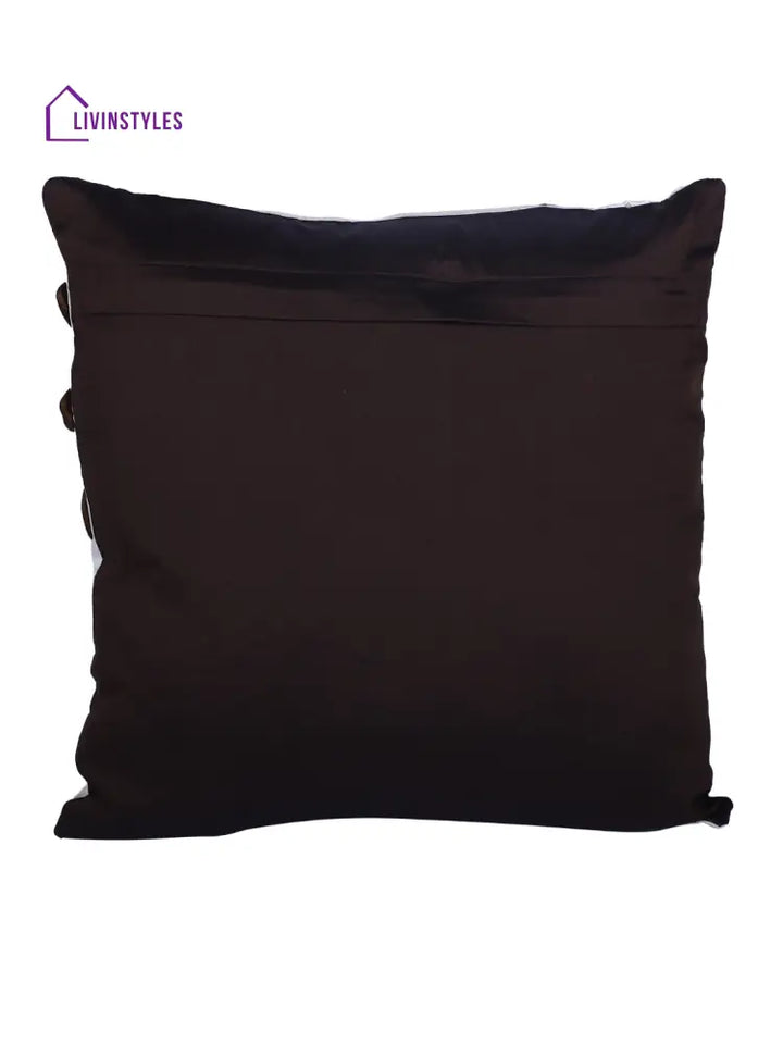 Eyda Satin Tape Ivory Color Designer Cushion Cover Set Of 2-16X16 Inch