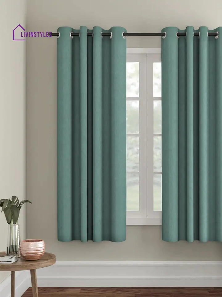 Eyda Sea Green Color Premium Semi Blackout Window Curtain- 1 Pc