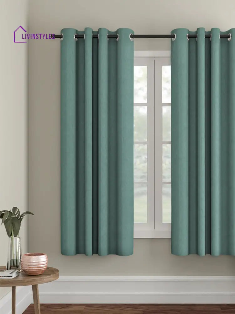 Eyda Sea Green Color Premium Semi Blackout Window Curtain- 1 Pc