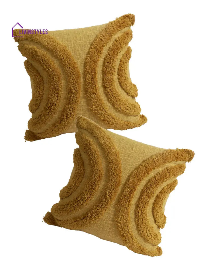 Eyda Set Of 2 Cotton Beige Cushion Cover 18X18 Inch